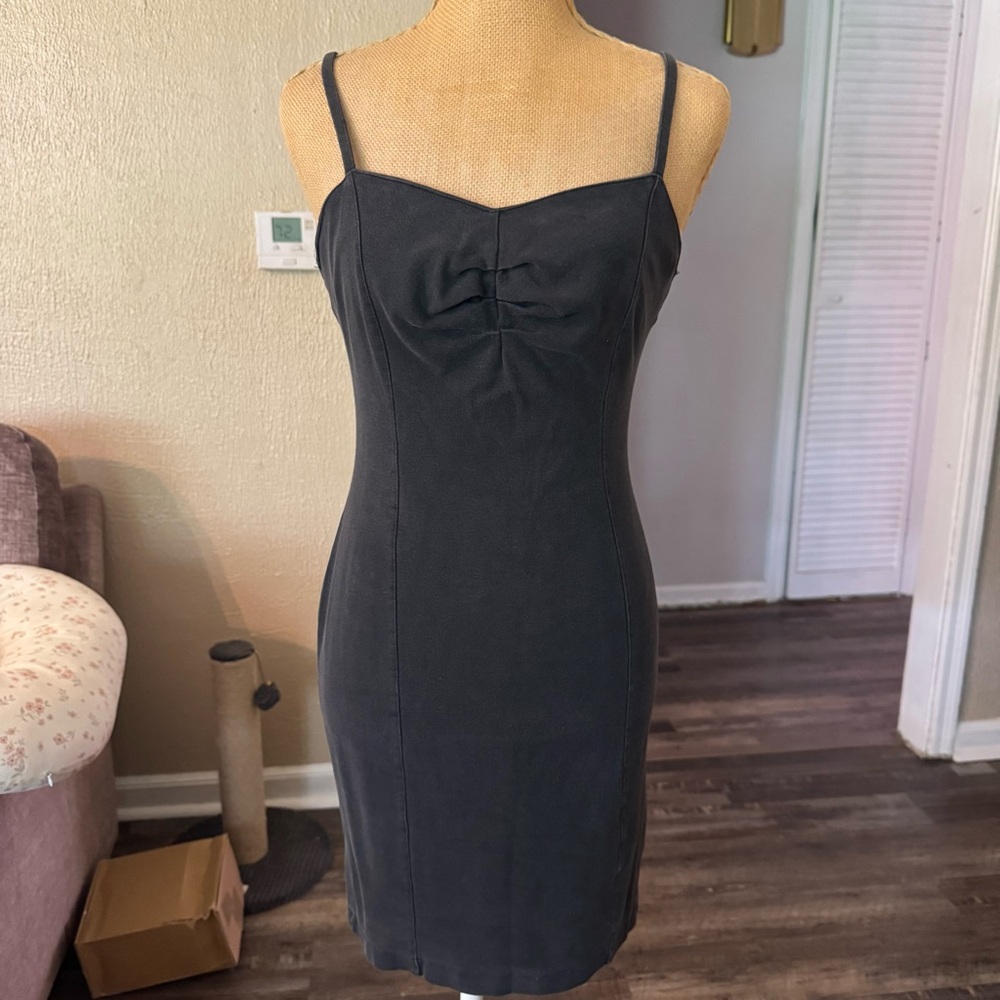 Sleek Black Spaghetti-Strap Mini Dress